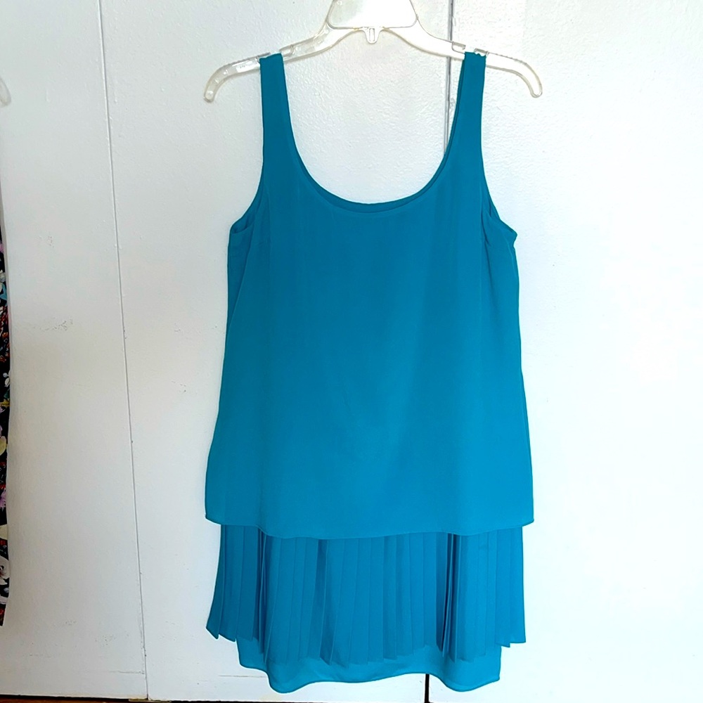 Blue pleated shift dress size 6